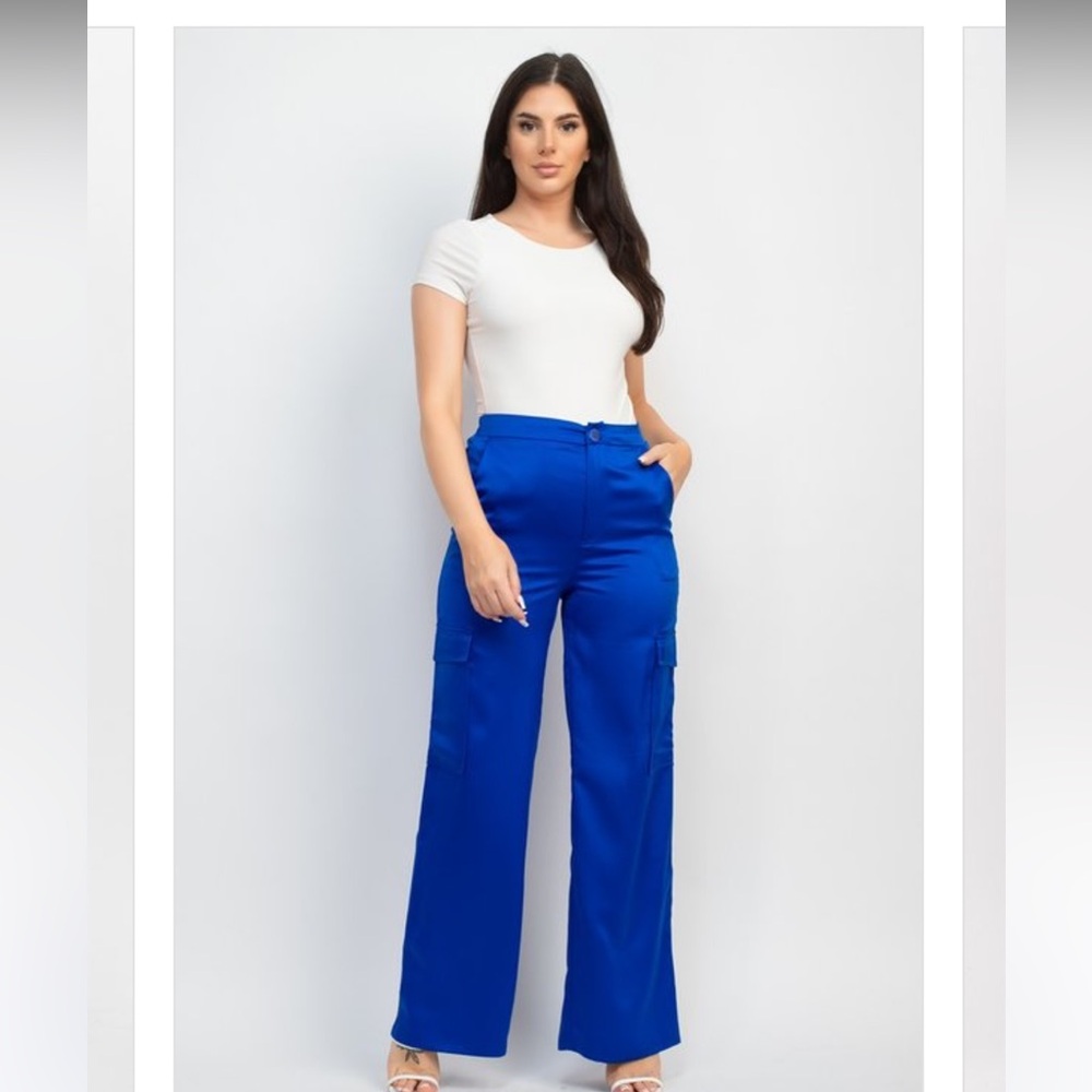Pair of fashion-forward satin cargo pants